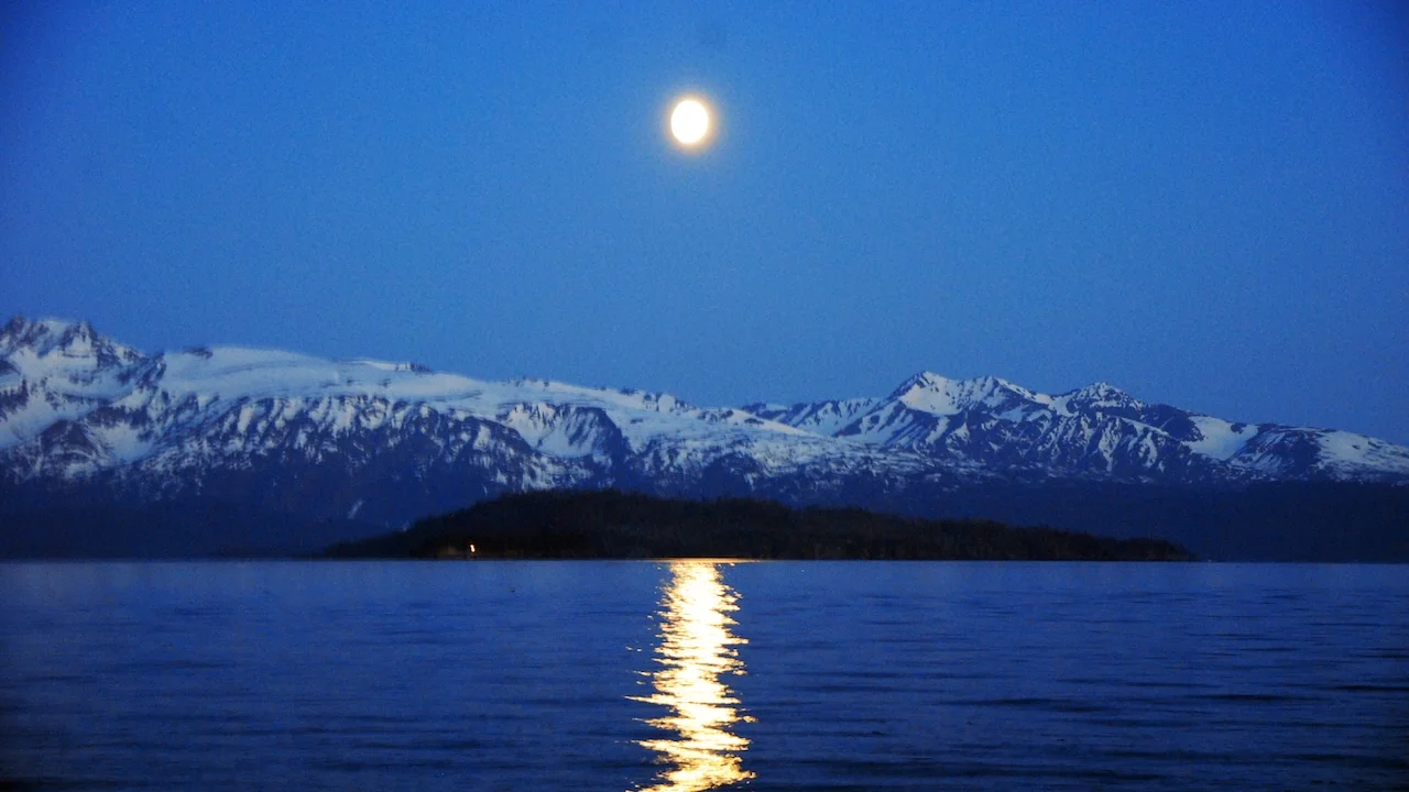 Vollmond über der Resurrection Bay, Alaska von Joachim von Loeben